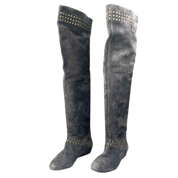 See By Chloe Women’s Charcoal Grey Suede Over The Knee Boots Size 38.5 US 7.5 - Picture 6 of 13